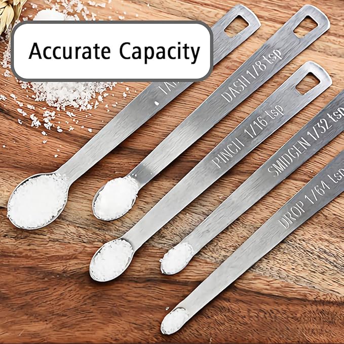 3PCS 1/8 Teaspoon(1/8tsp, 0.625 ml, Dash) Single Tiny Measuring Spoon, Small Individual Stainless Steel Measure Spoons Only