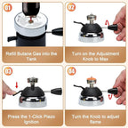 BLUEFIRE Butane Mini Burner for Tabletop Coffee Siphon Syphon/w Furnace Stand and Assembly Rack Ceramic Windproof Torch Head Portable Cooking Stove Espresso Maker Chafing Soup Tureens Fondue Bunsen