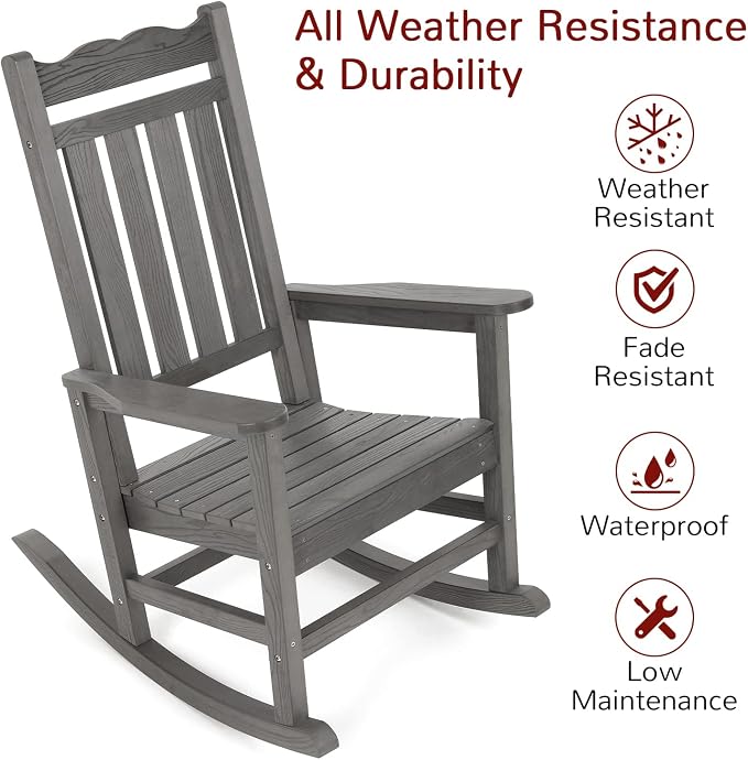 Stoog Outdoor & Indoor Rocking Chairs Set of 2, All-Weather Porch Rocker - Image 4