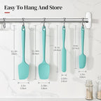 600ºF Heat Resistant Spatulas, High Heat Food Safe Semless Kitchen Silicone Scraper Set for Cooking Baking Mixing Scraping Stirring Nonstick Cookware Pan Bowl (4Pcs,Turquoise)