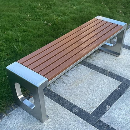 LITFAD Outdoor Indoor Bench Stainless Steel Metal Park Bench - Image 2