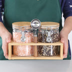 KKC HOME ACCENTS Air Tight Glass Coffee Sugar Jars with Locking Clamp Lids & Scoop for Coffee Grind,Brown Sugar, Loose Leaf Tea - 27 Fl oz