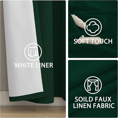 Yakamok Dark Green Linen Textured Curtains 84 Inches Long - Image 6