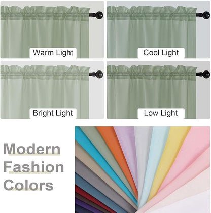 Sage Green Sheer Curtains 84 Inches Long 2 Panels, Soft Light Filtering Curtains - Image 7