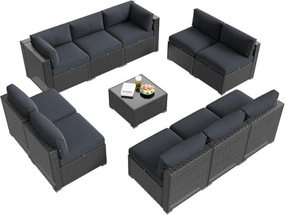 Aoxun Patio Furniture Set, 11 Piece Outdoor Sectional Sofas - Image 8