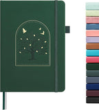 &And Per Se Dotted Journal Notebook for Women&Men with Pattern, A5 Leather Hardcover, 160 Pages 100GSM Thick Dotted Paper, 3 Sheets of Stickers Included(Dark Green)