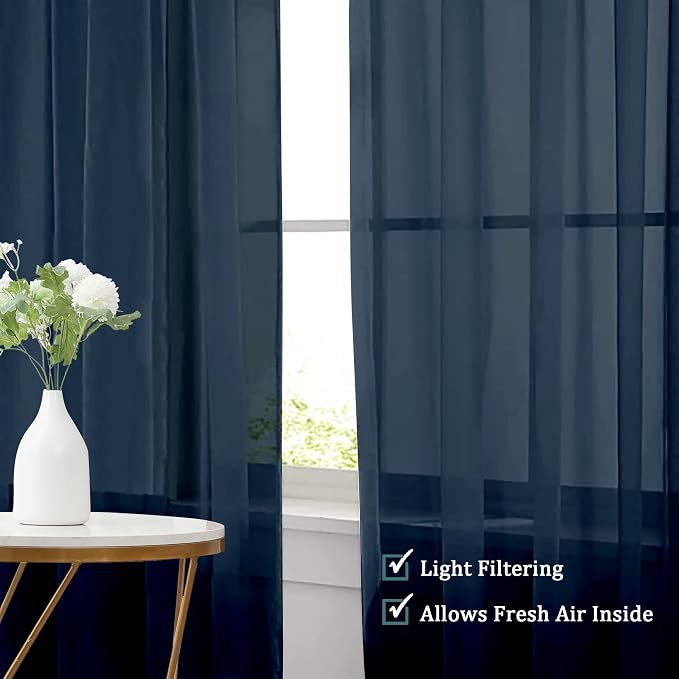 Chyhomenyc Sheer Window Curtains 108 inch Length 2 Panels Set, Airy - Image 7