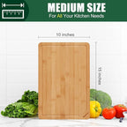 Homaxy Organic Bamboo Cutting Boards for Kitchen, 15"x10" Wooden Medium Cutting Board with Juice Groove and Handles, Charcuterie Butcher Block Wood Serving & Chopping Board - Pre Oiled