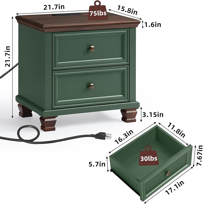 SAVOR LIFE Farmhouse Nightstand - Image 2