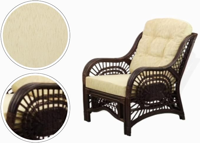 Malibu Lounge Set of 4: 2 Natural Rattan Wicker Chairs, Three-Seater Sofa - Image 4