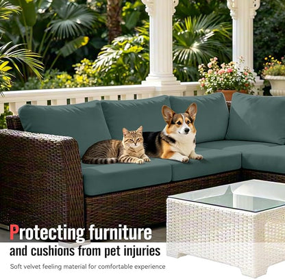 8Pcs Outdoor Cushion Covers, Stretch Patio Furniture Couch Chair Slipcovers | - Image 6