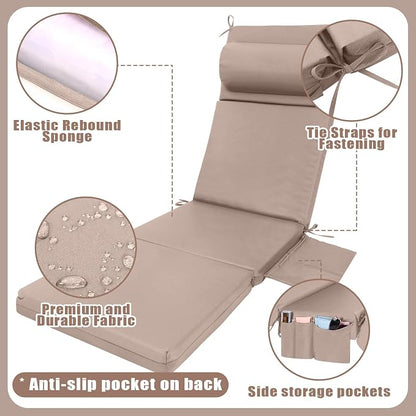 Wenqik 2 Pcs Outdoor Chaise Lounge Cushion - Image 2