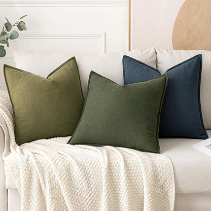 MIULEE Decorative Linen Lumbar Pillow Covers 12x20 Inch Dark Olive Green | Boho - Image 4