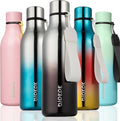 BJPKPK Insulated Water Bottles, 18 oz Stainless Steel Metal Water Bottle with Strap, BPA Free Leak Proof Thermos, Mugs, Flasks, Reusable Water Bottle for Sports & Travel, Silver Miner