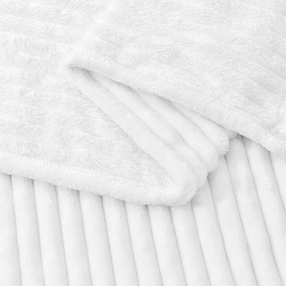 BEDELITE 3D Ribbed Jacquard White Fleece Twin Blanket - Image 4