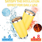 20oz Tumbler with Lid Double Wall Vacuum Insulated Travel Coffee Mug Stainless Steel Thermal Cup Powder Coated Sturdy Coffee Tumbler for Hot and Cold Beverage (Yellow,1)