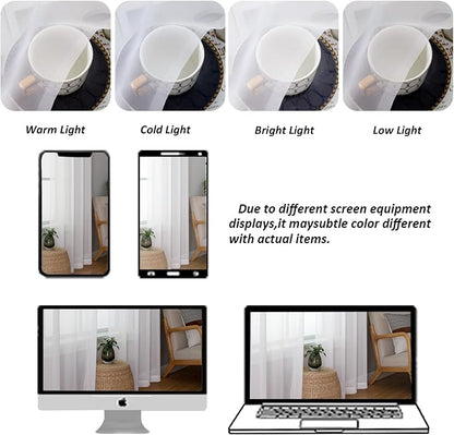 Chyhomenyc White Sheer Curtains 84 Inches Long 2 Panels | Light Filtering - Image 8