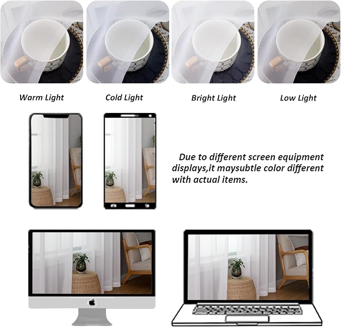 Chyhomenyc White Sheer Valance for Windows, 2 Pack | Light Filtering Voile Soft - Image 9