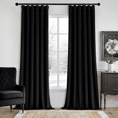 MIULEE Velvet Curtains 50W x 84L 2 Panels Black Blackout Curtains | Luxury by MIULEE