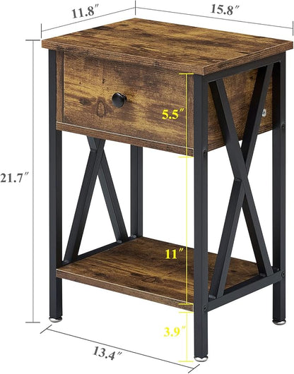 VECELO Nightstands Set of 2, Modern Bedside End Tables, Night Stands - Image 3
