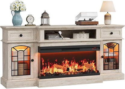 QUW 70" Farmhouse Fireplace TV Stand by QUW