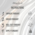 Dekozauber24 Fondant icing multipack, 5 colors, 3.5oz (100g) rolled fondant per color, for cakes, cupcakes and figurines in white, black, cream, silver and golden caramel (Basics)