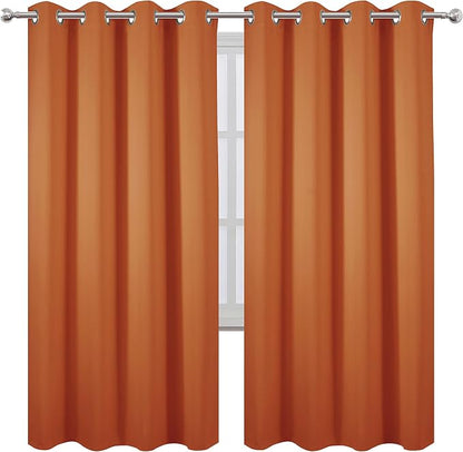 Orange Thermal Blackout Curtains/52 x 72 Inch/Set of 2 Panels Room Darkening - Image 2