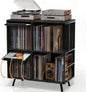 Faesun 3 Tier Flip Top Record Player Stand, Vinyl Record Storage Holds up to by Faesun