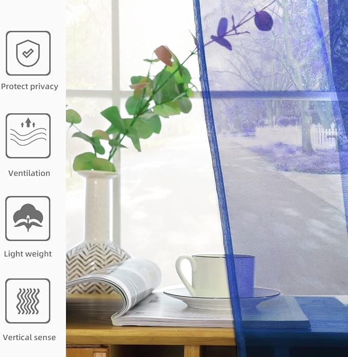 SpaceDresser Sheer Voile Window Treatment Rod Pocket Curtain Panels - Image 7