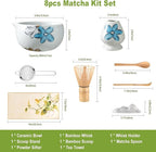 Matcha Whisk Set Cute,8pcs Matcha Set Whisk And Bowl,Matcha Kit Set With Bamboo Whisk,Ceramic Matcha Bowl,Sifter,Scoop,Holder,Towel,Stand,Spoon,Unique Gift for Japanese Matcha Tea Lover