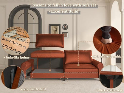 EASE MOOSE 88.5" Large Seat Velvet Loveseat Sofa, Modern Deep Seat Couches - Image 9