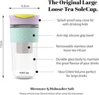 Large Travel Mug Loose Tea Infuser - Detachable Tea Strainer with Spill Proof Lid - 18oz/530ml BPA-Free Reusable Glass Travel Coffee Cup with Silicone Band (Pink) (Ice Cream)