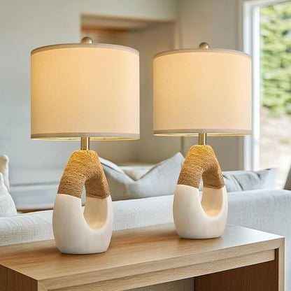 OYEARS 22” Boho Table Lamps for Bedroom Living Room Upgraded Set of 2 Medium - Image 8