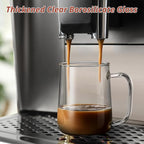 Glass Coffee Mugs, 16 oz Glass Coffee Cups with Acacia Wood Lids, Clear Borosilicate Glass Mugs with Handles for Cappuccino, Tea, Latte, Hot/Cold Beverages, Wine, Americano, Set of 2