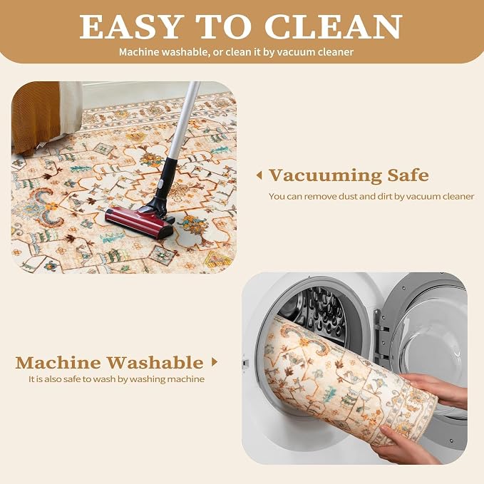 SERISSA 3x5 Washable Non Slip Boho Area Rug - Image 2