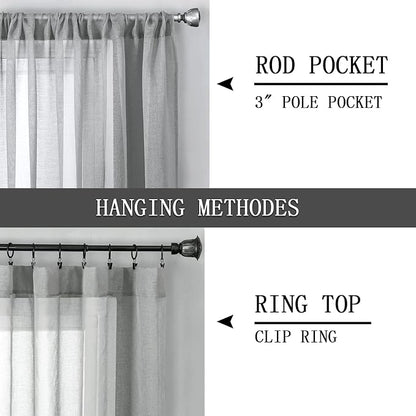 Tollpiz Short Sheer Curtain Linen Textured Bedroom Curtains Sheer Light - Image 5