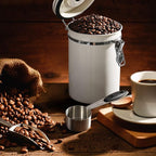 ShanSon Coffee Canister Airtight Coffee Container Stainless Steel Coffee Bean Storage Container with CO2 Release Valve and Scoop Coffee Canister for Beans,Grounds,Sugar,Flour,Tea,Cereal,22OZ,Off-White
