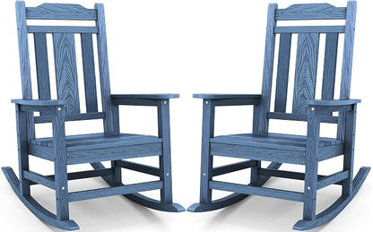 SERWALL Oversized Outdoor Rocking Chair Set of 2, All Weather Patio Rocking by SERWALL