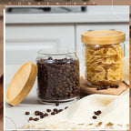 Irenare 16 Pcs 17 oz/ 500 ml Glass Canister Food Airtight Sealed Clear Borosilicate Glass Storage Jars with Lids Kitchen Spice Containers for Serving Coffee Sugar Tea Beans Candy Nuts Pantry (Bamboo)
