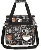 coffee cup coffee beans gray Coffee Maker Carring Bag Travel Carrying Storage Tote Bag Compatible Portable Single Serve Coffees Brewer Case with Pockets for K-cup Pods