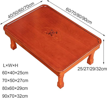 Square Folding Coffee Table, Wooden Korean Style Multifunctional Dining Table - Image 3