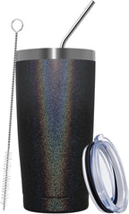 MEWAY 20oz Tumbler Double Wall Vacuum Insulated Travel Glitter Mug,Stainless Steel Tumblers with Lid and Straw, Powder Coated Coffee Cups for Woman (Gradient Black or Navy,1)