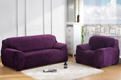 vctops 1-Piece Velvet Plush Stretch Chair Sofa Slipcover Soft Fuzzy Fluffy - Image 2