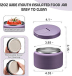 13.5oz Soup Thermo for Hot Food Kids with Buckle Lid Insulated Vacuum Food Jar Wide Mouth Leakproof Stainless Steel Lunch Container -Purple