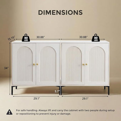 IFBUY Modern Sideboard Buffet Cabinet, 61.75" W Fluted Arched Buffet Cabinet - Image 2