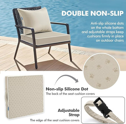 MIULEE Beige Outdoor Seat Cushion 24x24 Inch Waterproof & 3 Year Fade Resistant - Image 4