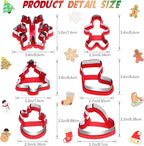 Christmas Cookie Cutters, 6 Pcs Winter Holiday Cookie Cutter Set, Stainless Steel Cookie Molds with Comfort Grip - Christmas Stocking, Snowman, Christmas Tree, Gingerbread Man, Santa Hat, Snowflake