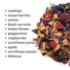 Loose Leaf Tea No Caffeine with Raspberry, Cornflower, Rosehip & Hibiscus (4oz.) – Fruit Tea Summer Herbal Infusion with Wild Berries