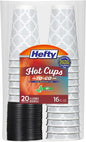 Hefty Paper Disposable Hot Cups with Lids, Leak-Resistant Disposable Coffee Cups, Double Insulated To Help Prevent Burning, Tight-Fitting Lid Helps Prevent Sloshing and Spills, 16 Ounce, 20 Count