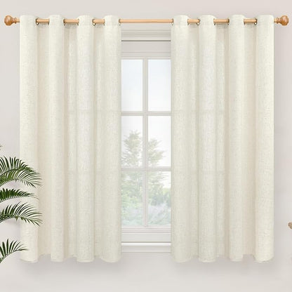 YoungsTex Short Linen Curtains 45 Inch Length, Light Filtering Drapes by YoungsTex